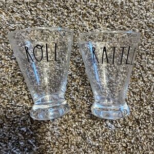 2 Rae‎ Dunn Glasses Glass Cocktail Rattle & Roll 2004